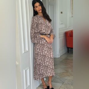 Dress Forum Paisley Gathered Neck Midi Dress Size S